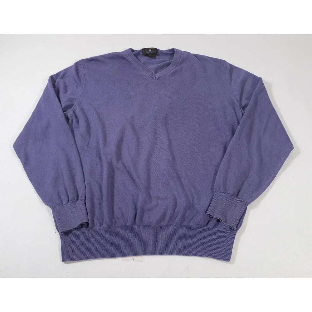 Toscano Sweater Mens M Purple Patrick‎ Assaraf V-Neck Cotton Knit Made In Italy